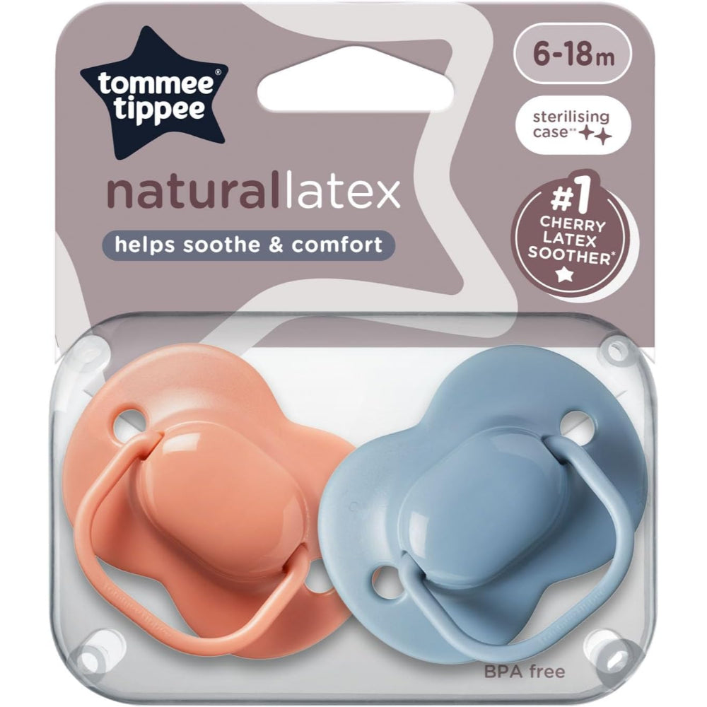Tommee Tippee Natural Latex Cherry Soother – 6–18 Months (Pack of 2) - Baby Essentials