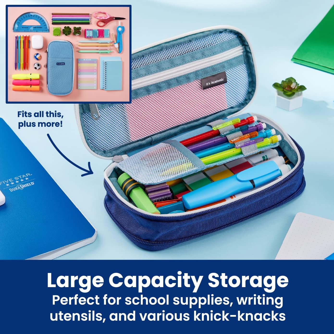 It's Academic Locking Pencil Case, For Office & School Supplies, Travel Organizer Bag, Compact, High Capacity, Light Weight, Black - Ourkids - OKO