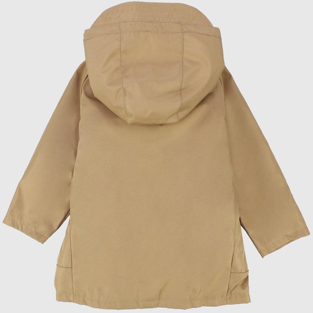 Khaki Unisex Long-Sleeved Waterproof Hooded Jacket - Ourkids - Playmore