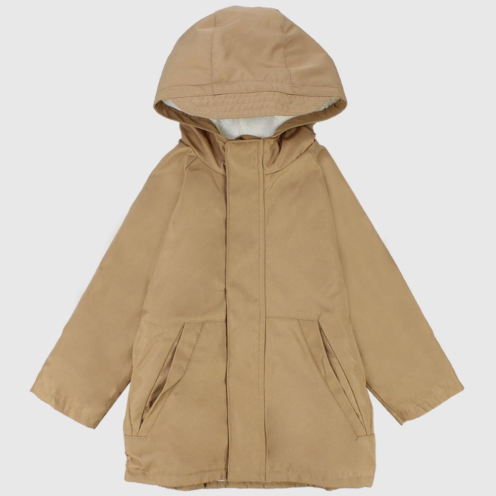 Khaki Unisex Long-Sleeved Waterproof Hooded Jacket - Ourkids - Playmore