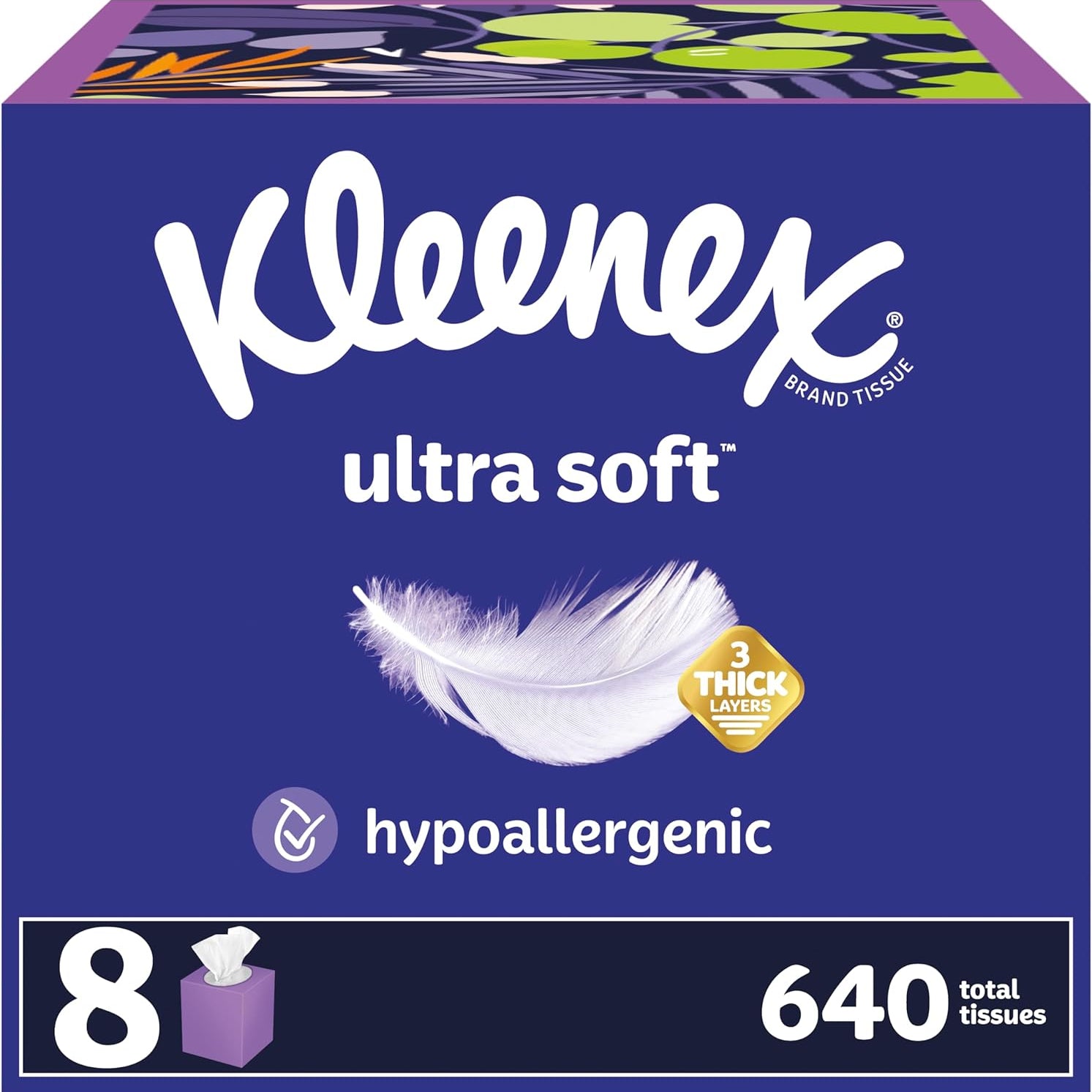 Kleenex Ultra Soft Facial Tissues, 8 Cube Boxes, 80 Tissues per Box, 3-Ply, Packaging May Vary - Ourkids - Kleenex