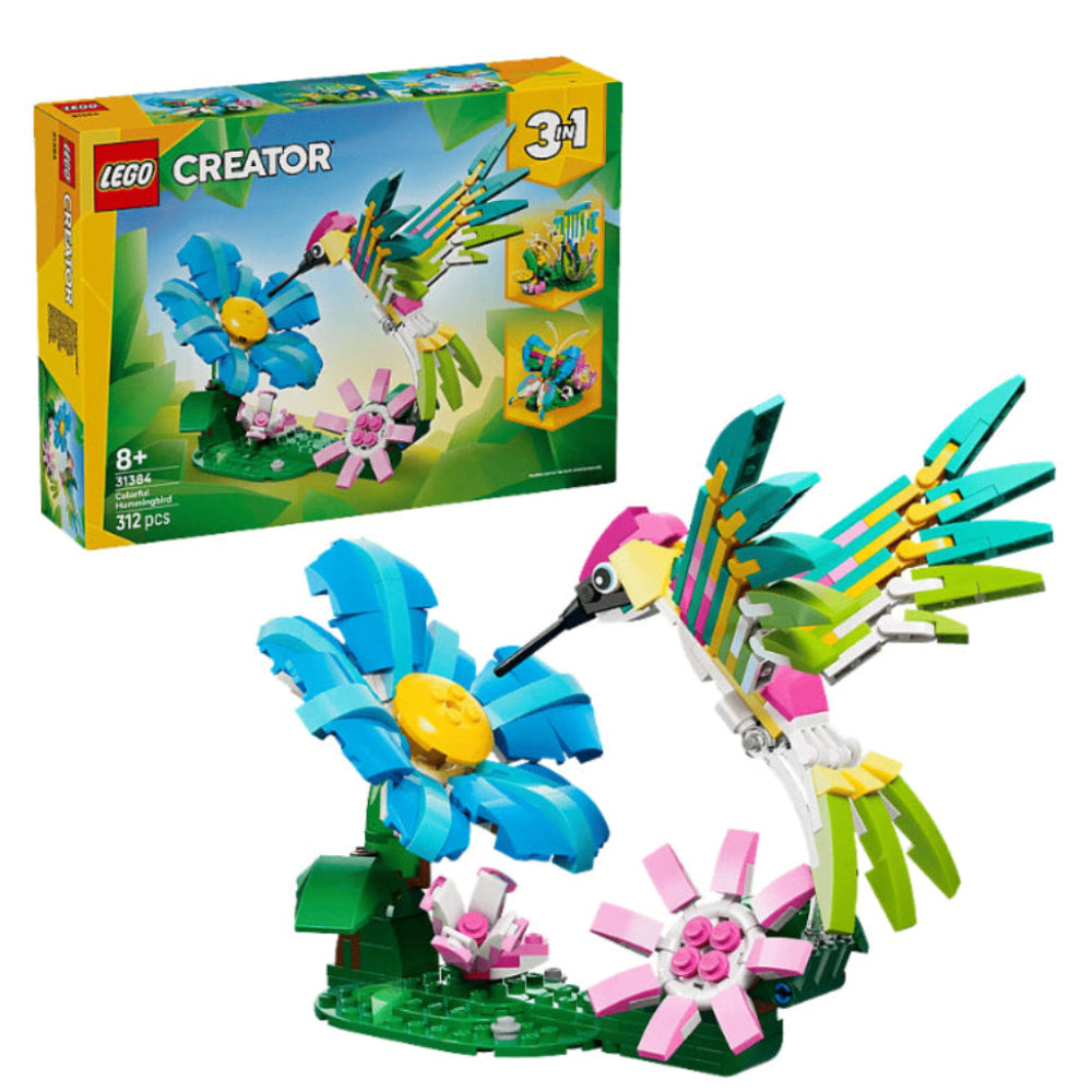 Lego Creator 3-in-1 Wild Animals: Colorful Hummingbird Building Blocks Set – 312 Pcs