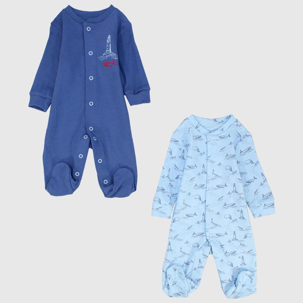 Lighthouse & Whale Long-Sleeved Baby Footie (Pack Of 2) - Ourkids - Al Sayad