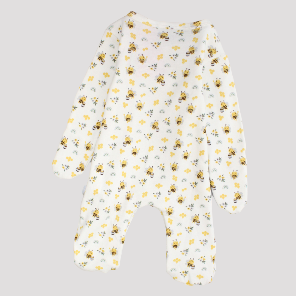 Little Bees Long-Sleeved Baby Footie - Ourkids - Junior