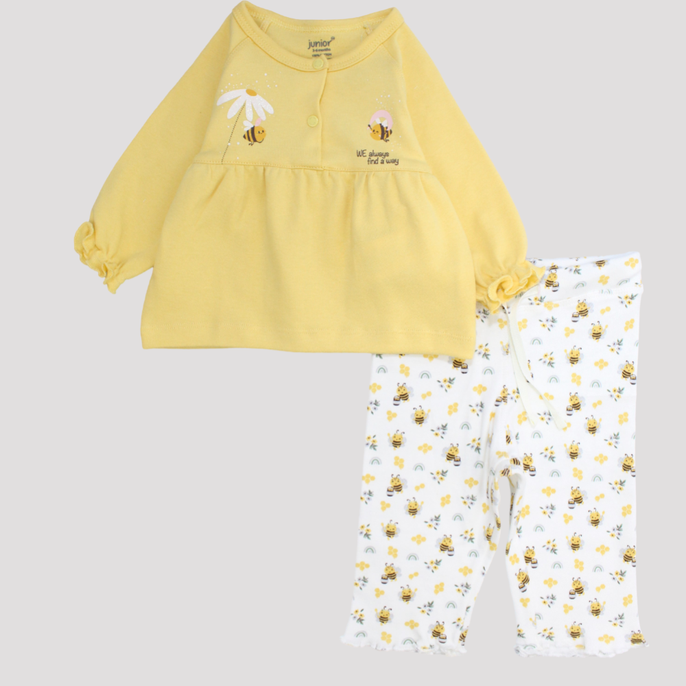 Little Bees Long-Sleeved Fleeced Pajama - Ourkids - Junior