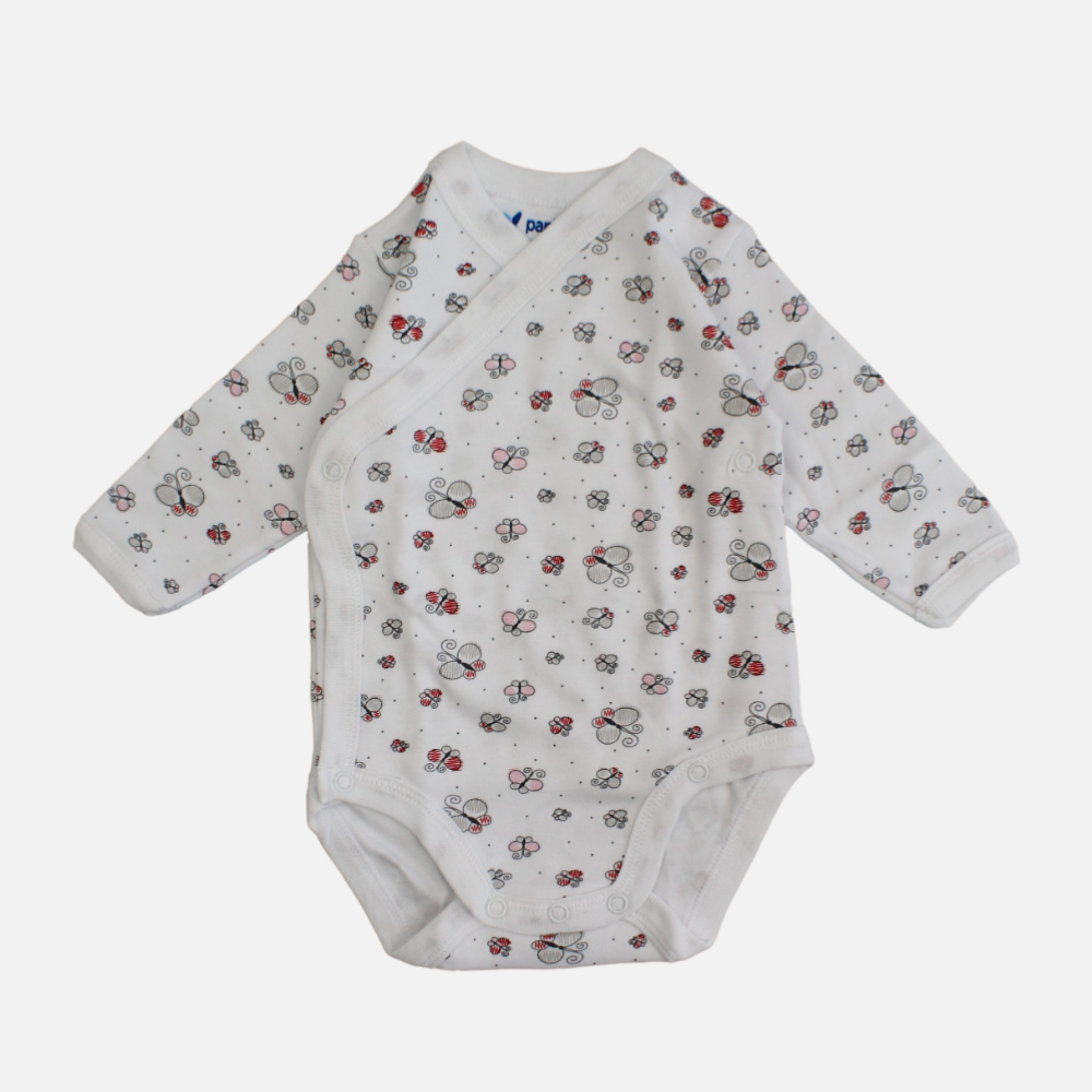 Little Butterflies Long-Sleeved Wrap Over Bodysuit - Ourkids - Papillion