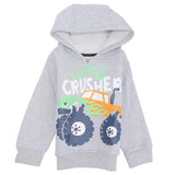 Little Crusher Long-Sleeved Fleeced Hooded Pajama - Ourkids - Rosso