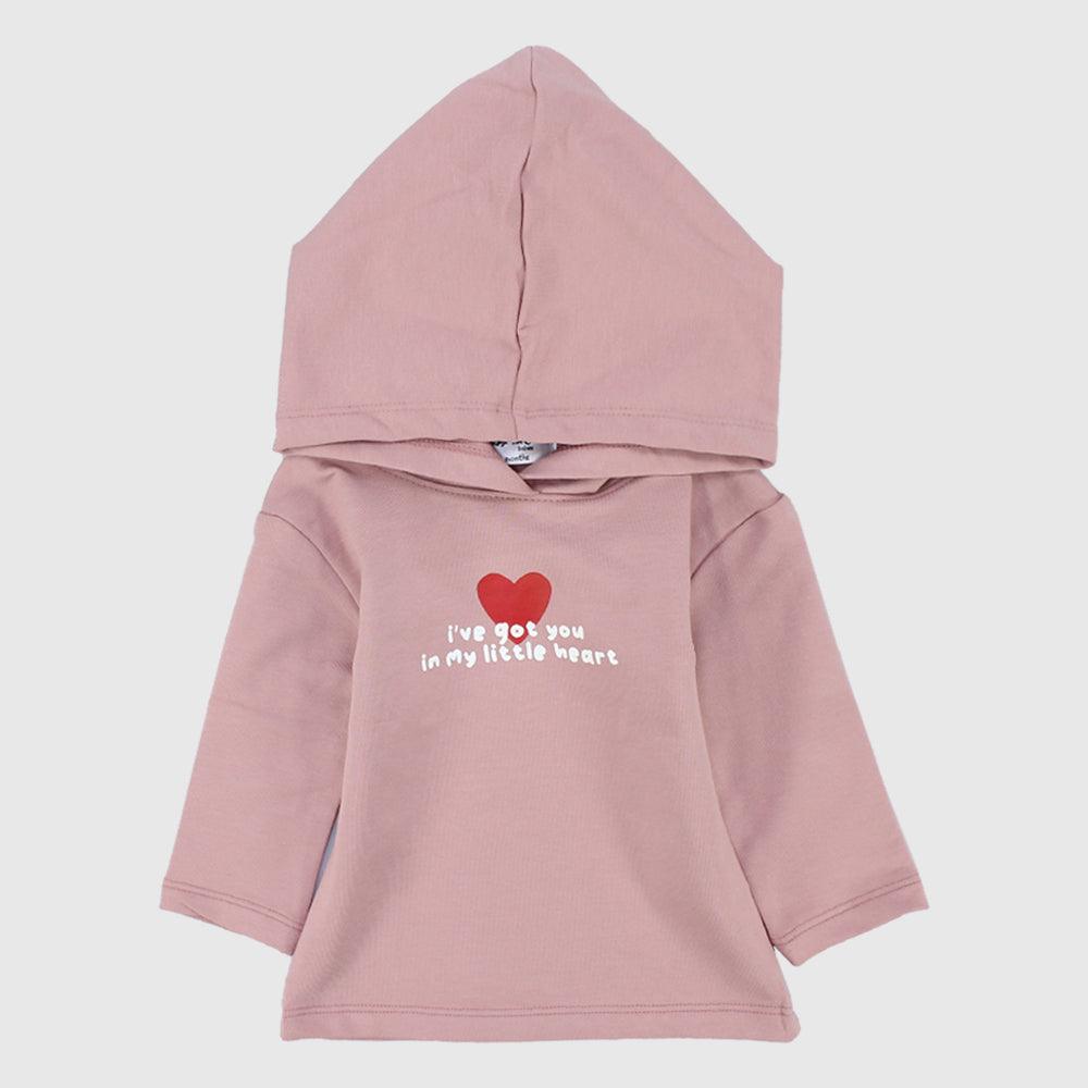 Little Heart Long-Sleeved Hooded T-Shirt - Ourkids - Playmore