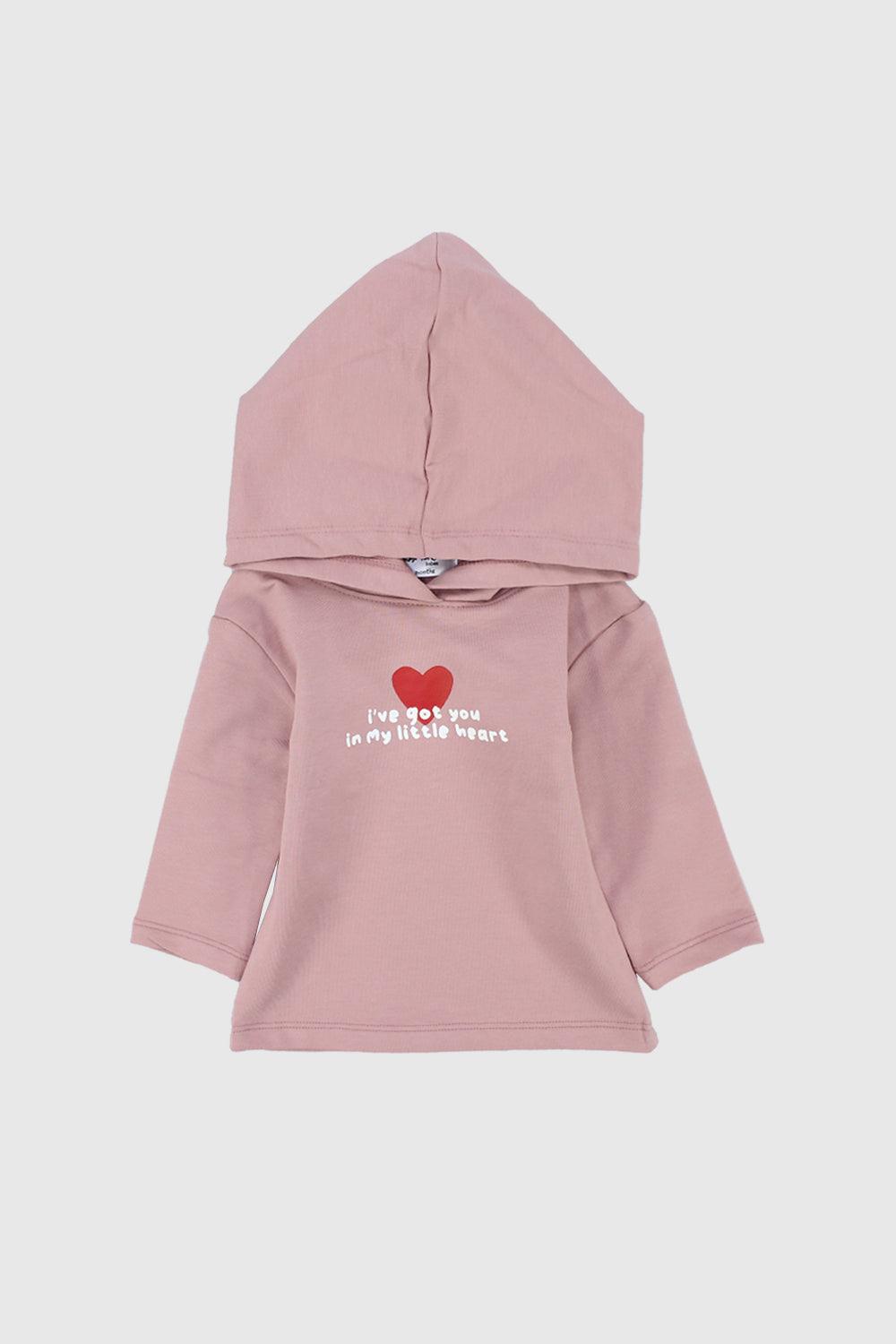 Little Heart Long-Sleeved Hooded T-Shirt - Ourkids - Playmore