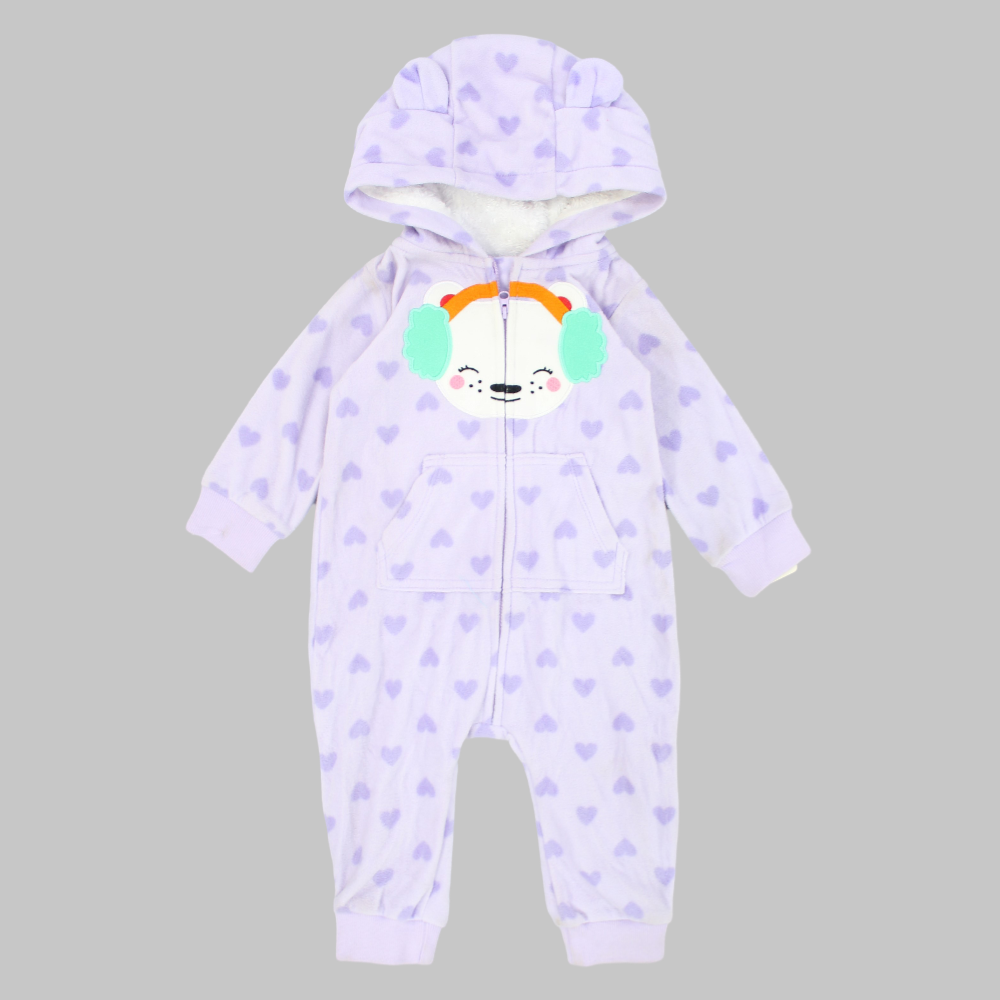 Little Hearts Long-Sleeved Hooded Footless Onesie - Ourkids - Carter's