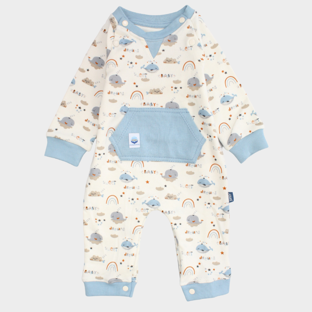 Little Whales Long-Sleeved Footless Onesie - Ourkids - Junior