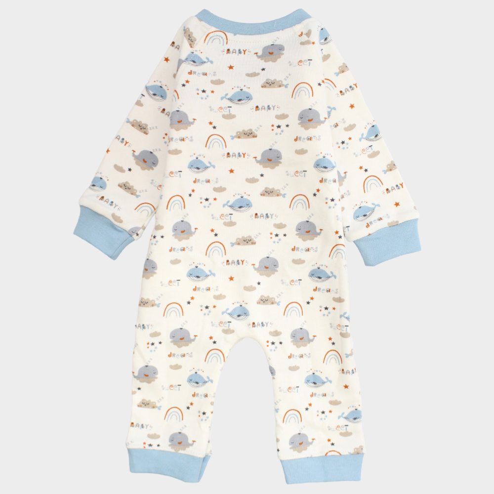 Little Whales Long-Sleeved Footless Onesie - Ourkids - Junior