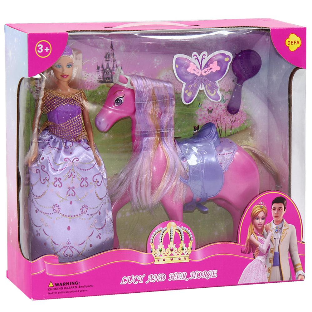 Long Mane Hair Princess Lucy with Horse Doll Mannequin - Ourkids - Defa