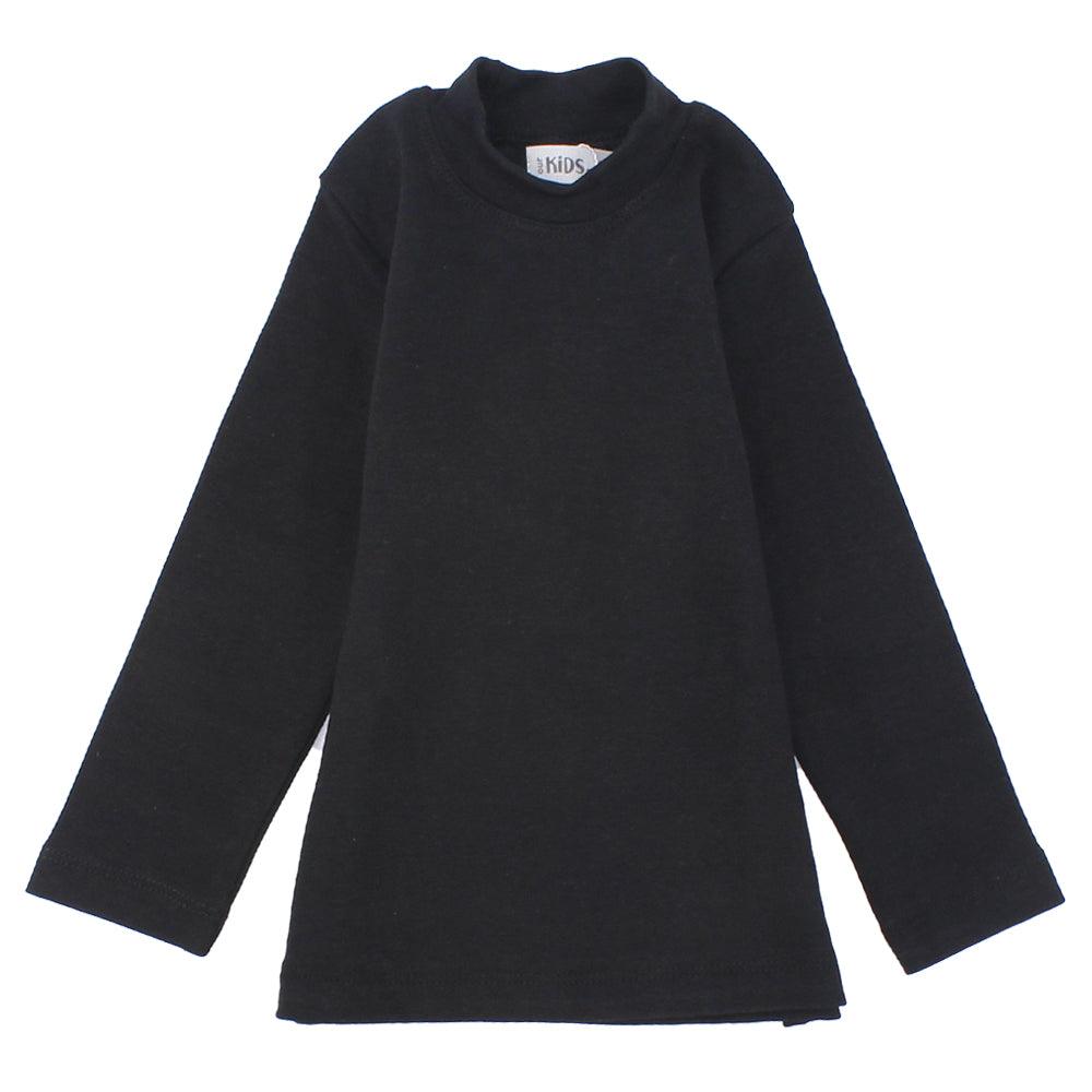 Long-Sleeved Black Half-Collar T-Shirt - Ourkids - Ourkids