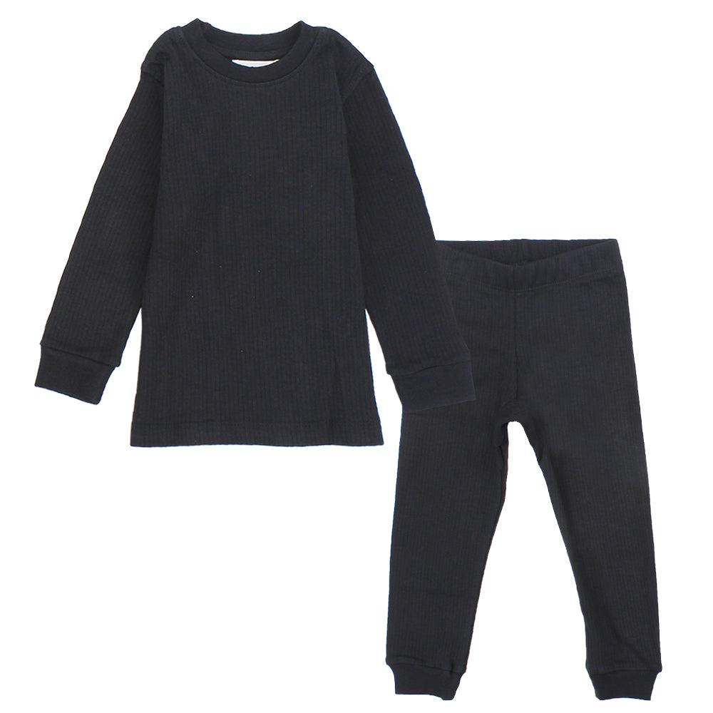 Long-Sleeved Black Thermal Underwear Set - Ourkids - Ourkids