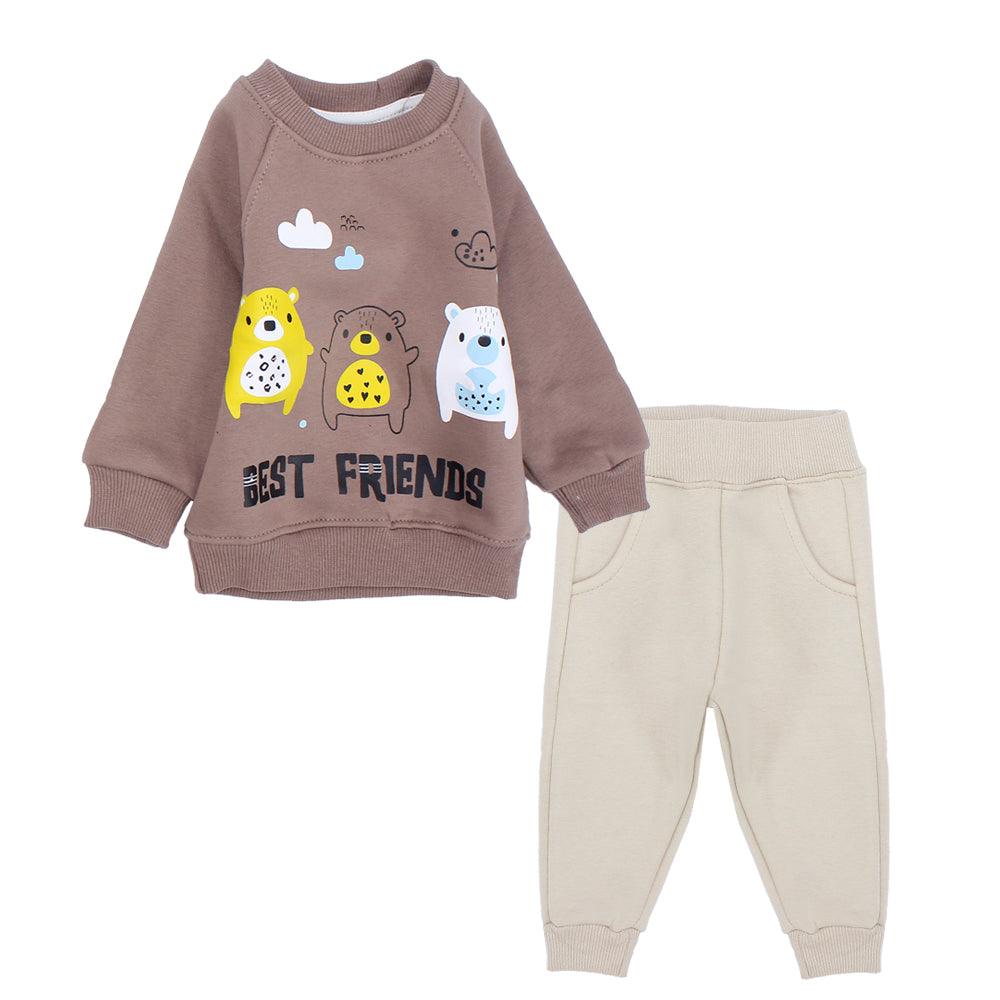 Long-Sleeved Fleeced Best Friends Pajama - Ourkids - Rosso