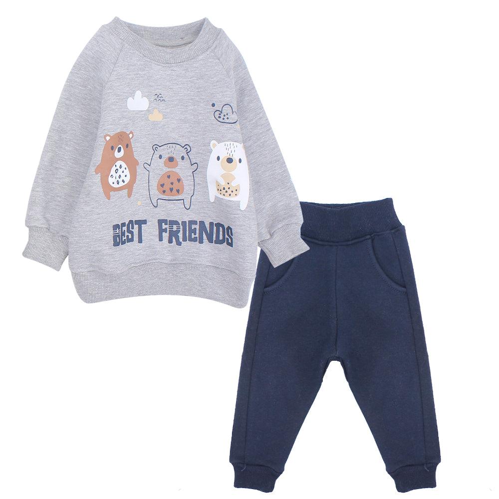 Long-Sleeved Fleeced Best Friends Pajama - Ourkids - Rosso