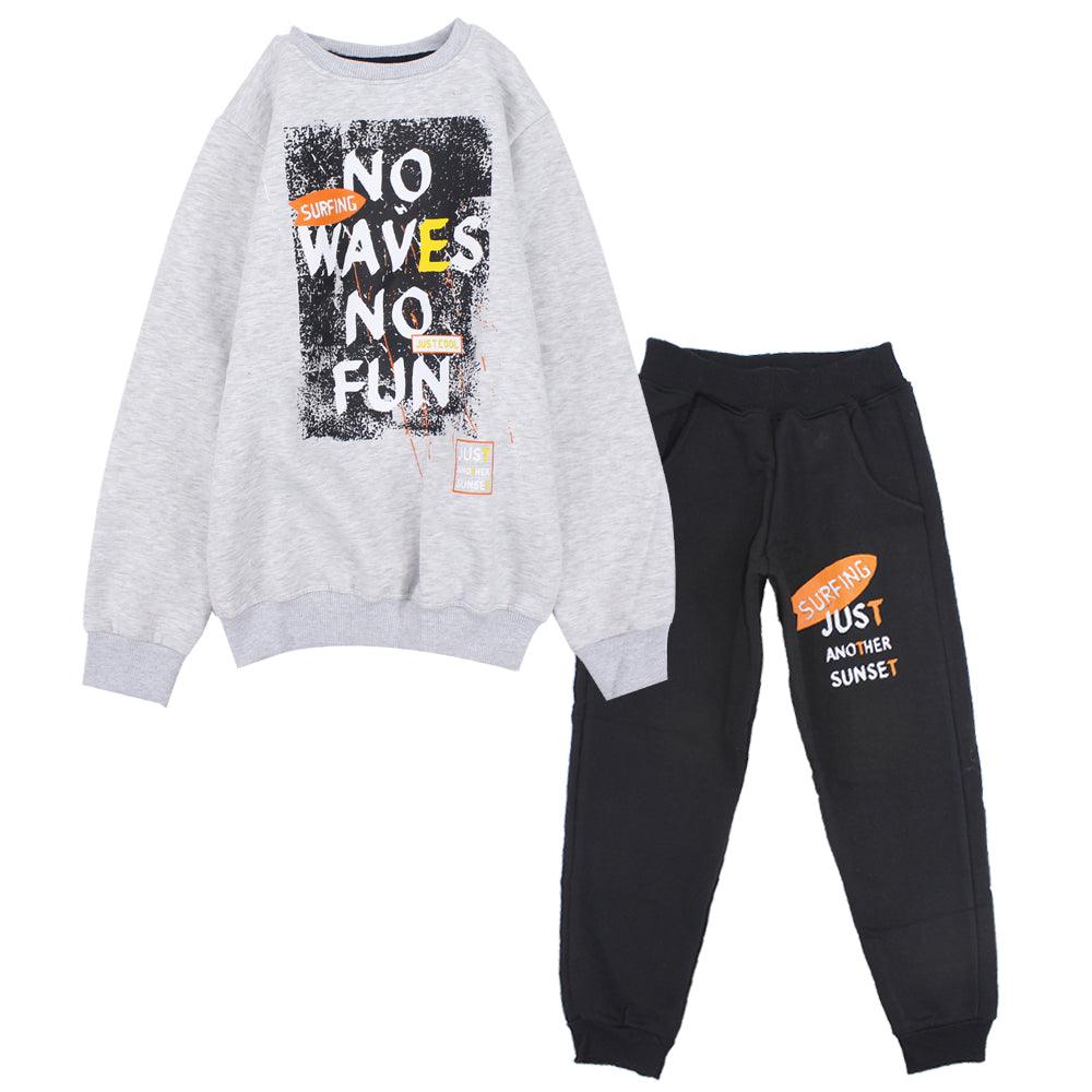 Long-Sleeved Fleeced Fun Waves Pajama - Ourkids - Rosso