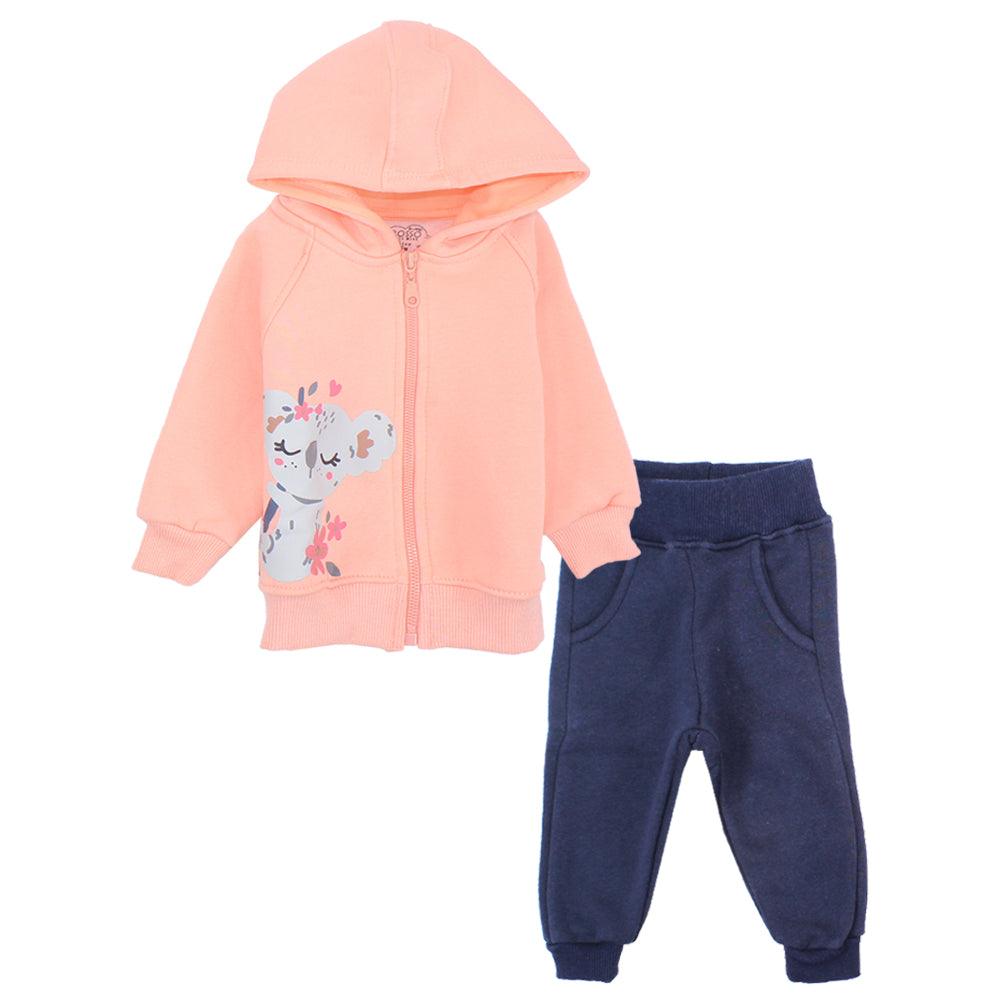 Long-Sleeved Fleeced Hooded Baby Kuala Pajama - Ourkids - Rosso