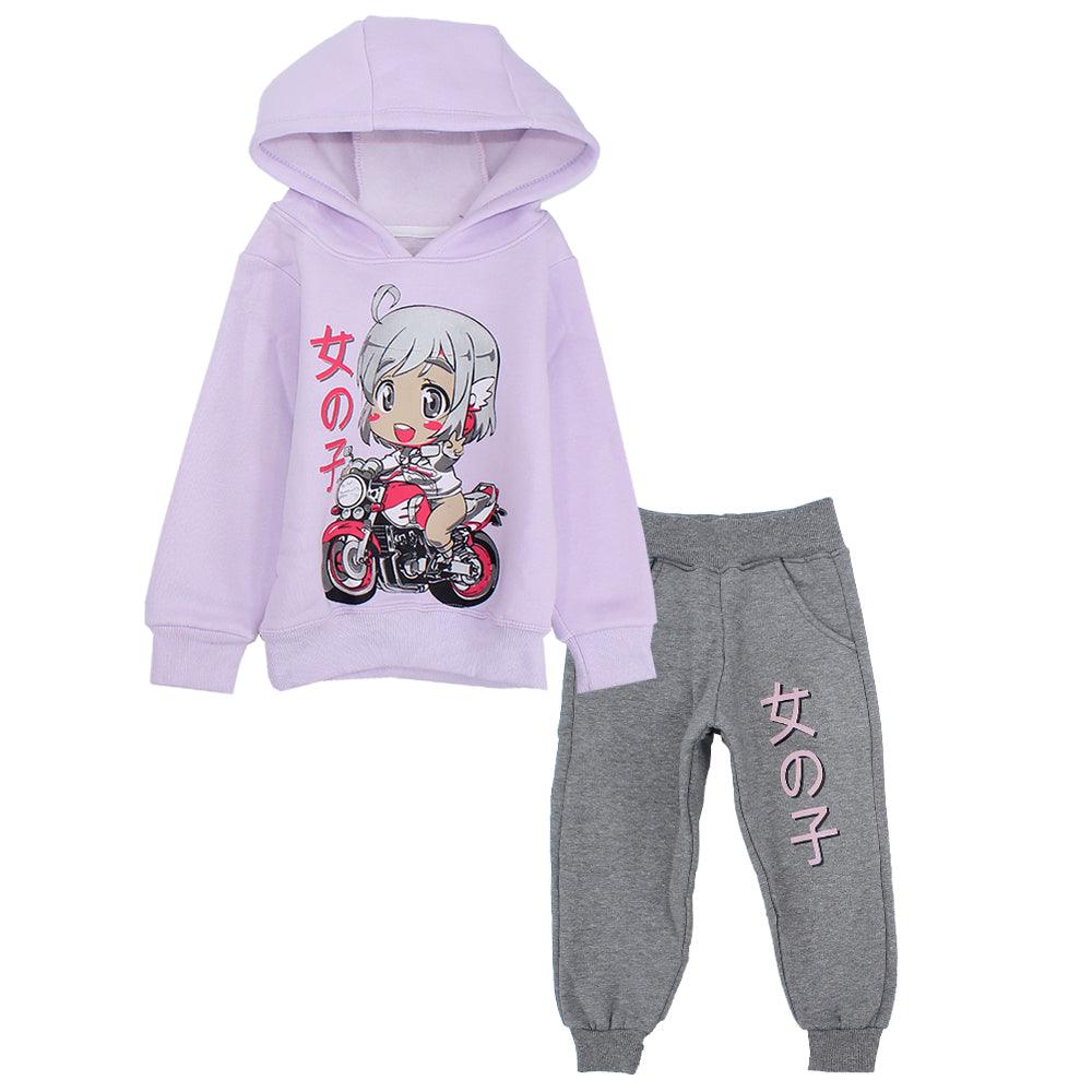 Long-Sleeved Fleeced Hooded Motor Girl Pajama - Ourkids - Rosso