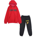 Long-Sleeved Fleeced Hooded Pajama (Stay Real) - Ourkids - Rosso