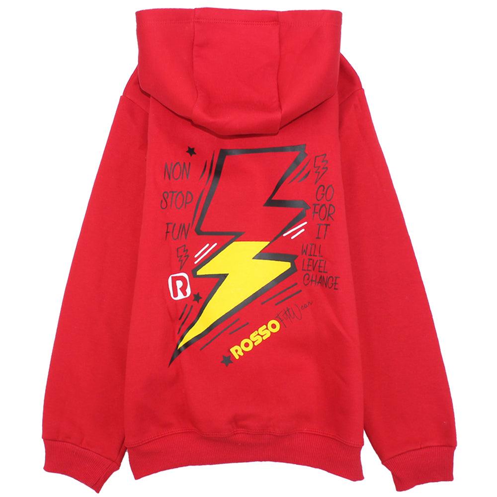 Long-Sleeved Fleeced Hooded Pajama (Stay Real) - Ourkids - Rosso