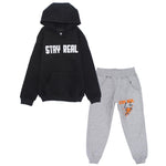 Long-Sleeved Fleeced Hooded Pajama (Stay Real) - Ourkids - Rosso