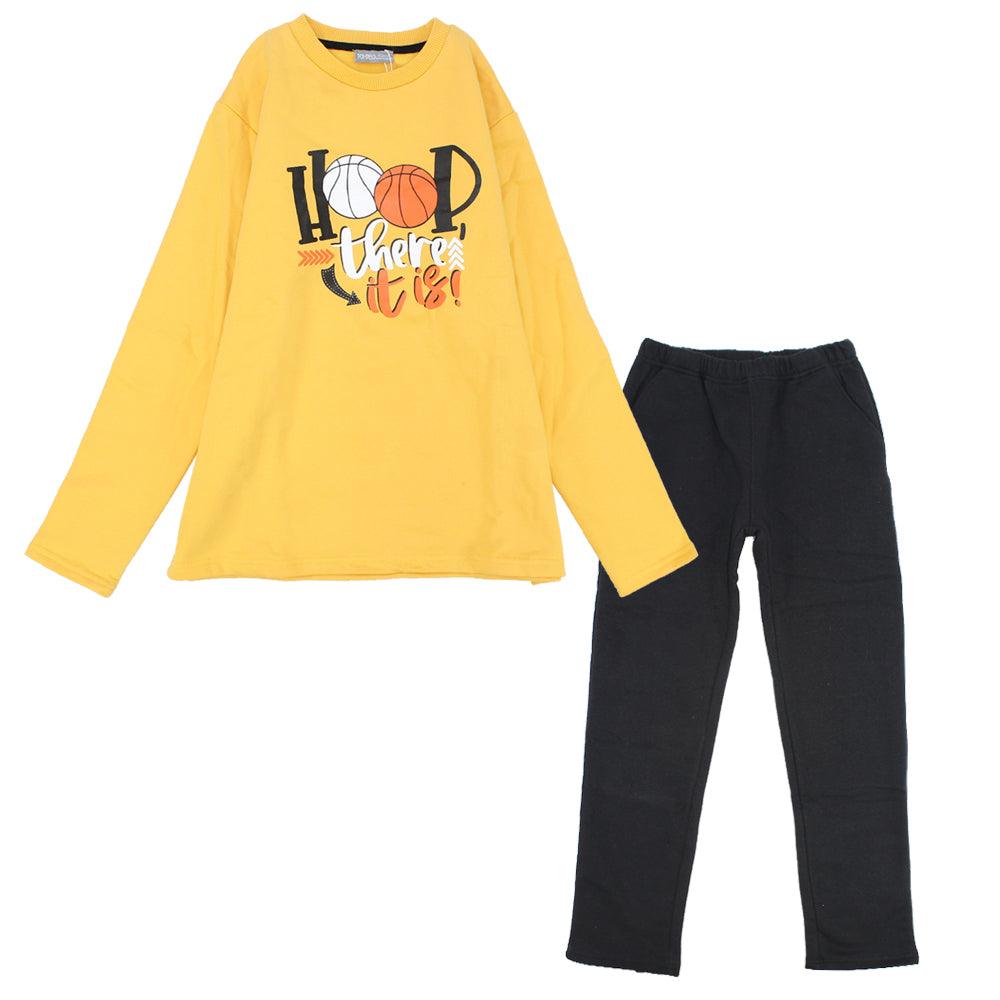 Long-Sleeved Fleeced Pajama (Basketball) - Ourkids - Pompelo