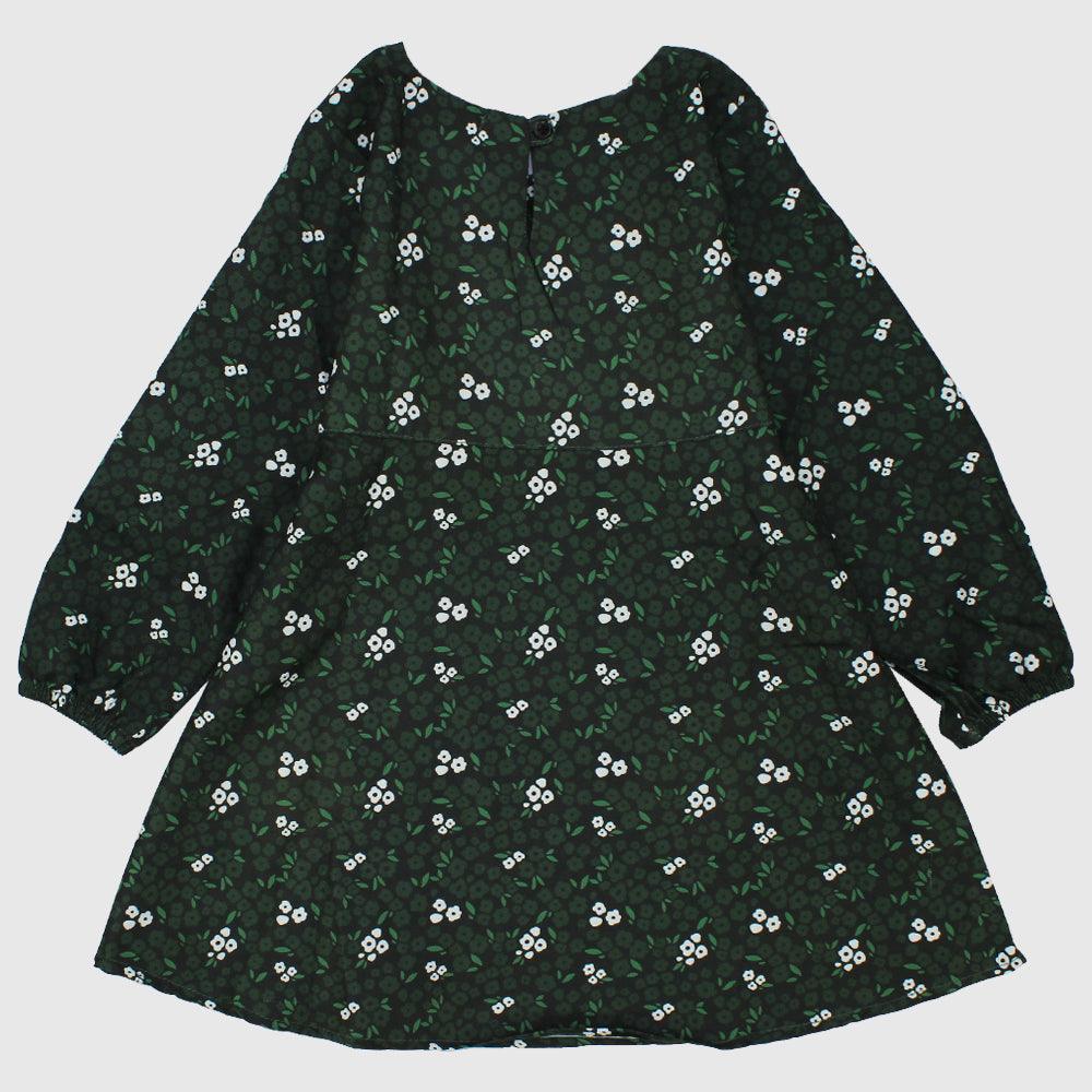 Long-Sleeved Green Flowers Dress - Ourkids - Playmore
