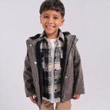 Long-Sleeved Grey Checkered Shirt - Ourkids - Playmore