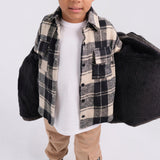 Long-Sleeved Grey Checkered Shirt - Ourkids - Playmore