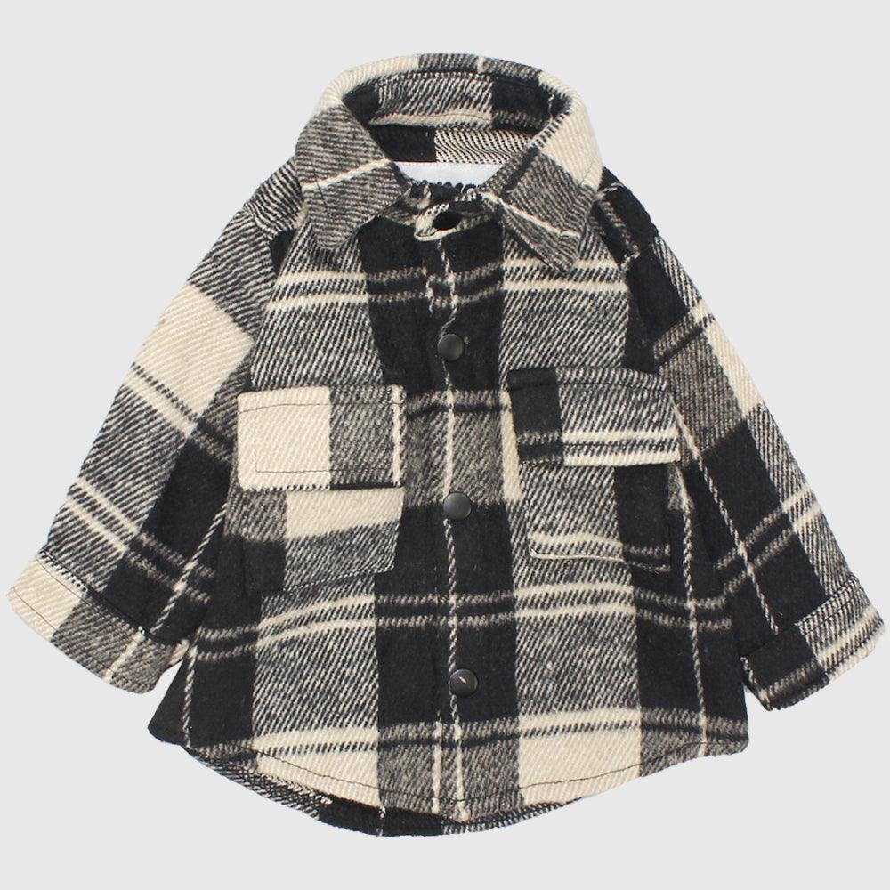 Long-Sleeved Grey Checkered Shirt - Ourkids - Playmore