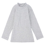 Long-Sleeved Grey Half-Collar T-Shirt - Ourkids - Ourkids