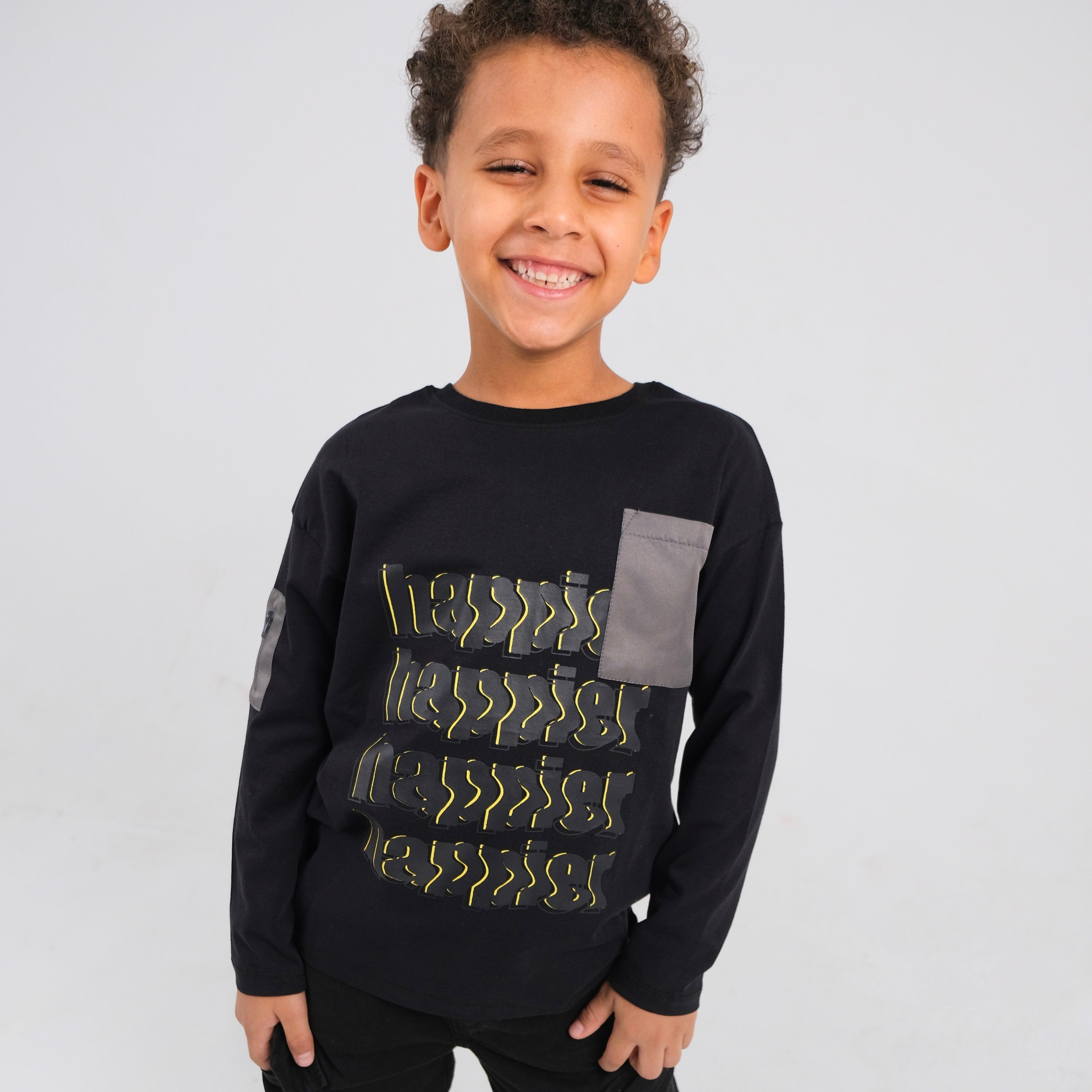 Long-Sleeved Happier T-shirt - Ourkids - Playmore