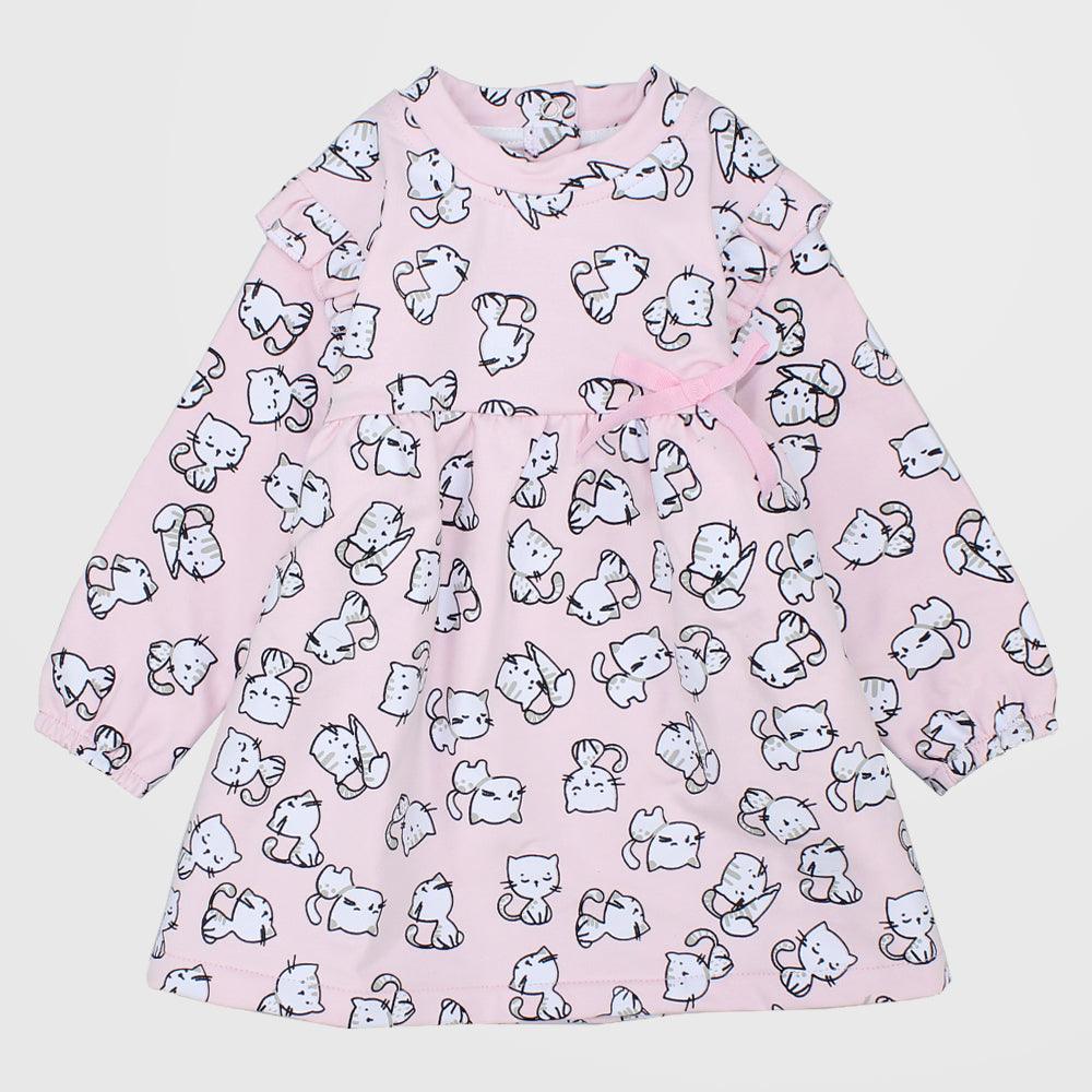 Long-Sleeved Kitty Kittens Dress - Ourkids - Quokka