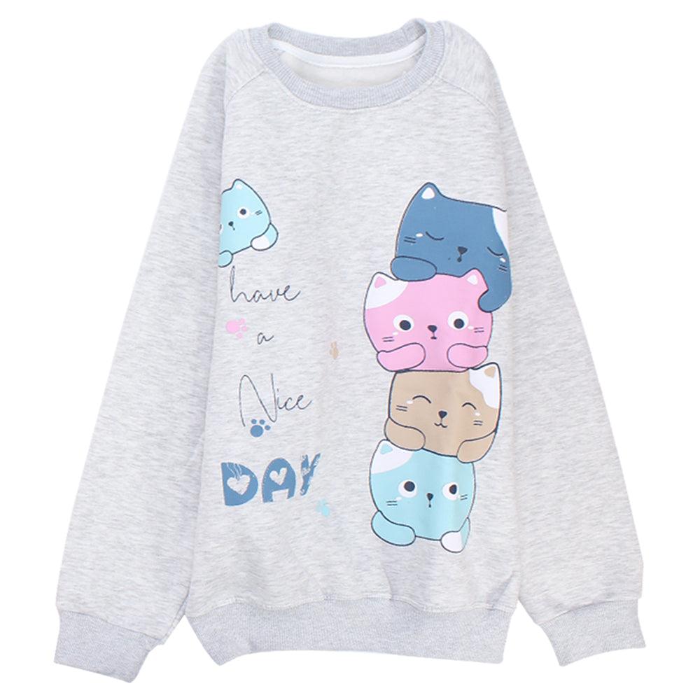 Long-Sleeved Nice Day Kittens Fleeced Pajama - Ourkids - Rosso