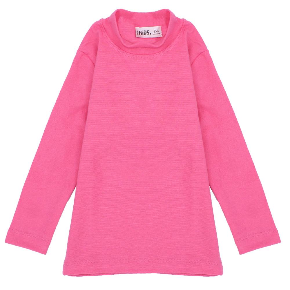 Long-Sleeved Pink Half-Collar T-Shirt - Ourkids - Ourkids