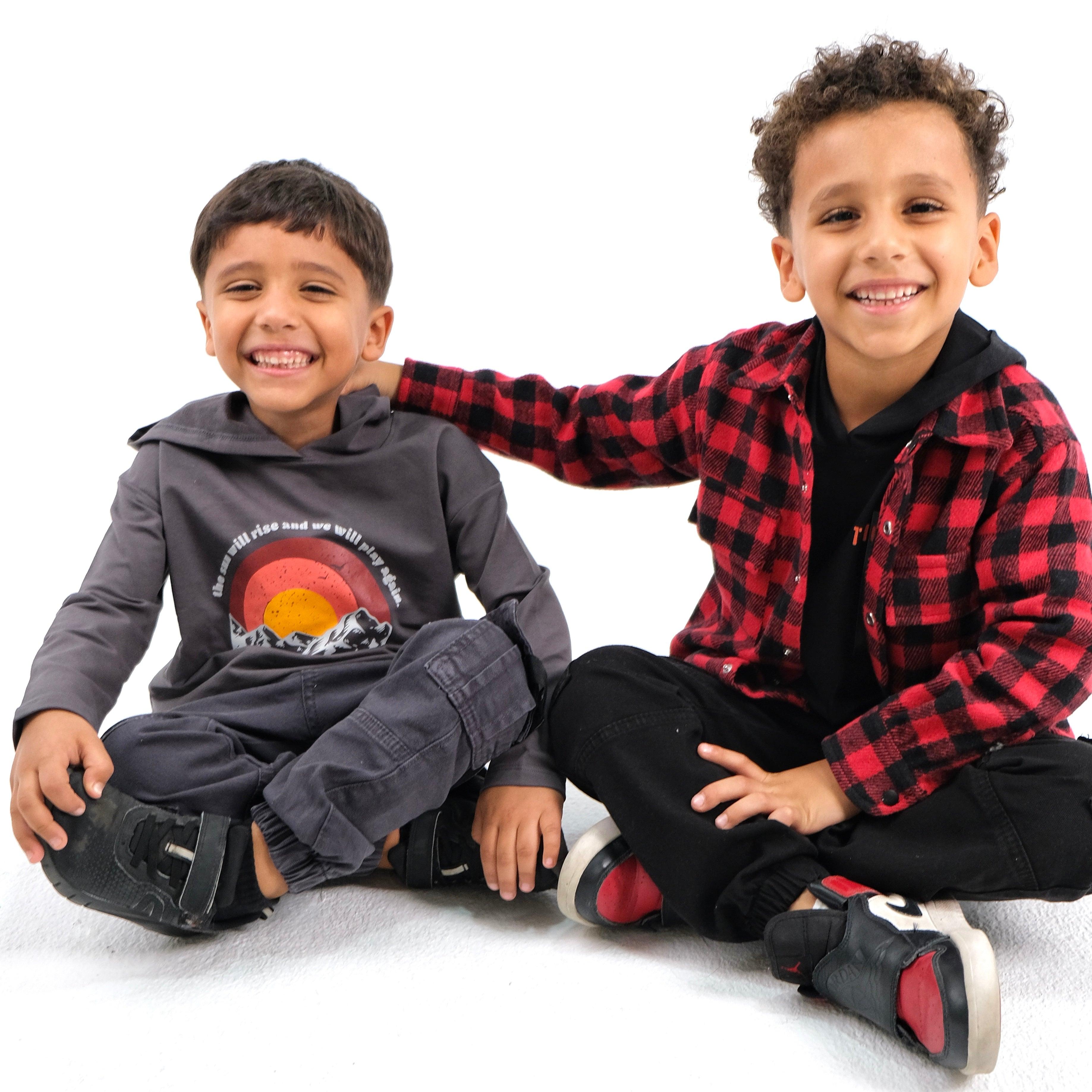 Long-Sleeved Red Checkered Shirt - Ourkids - Playmore