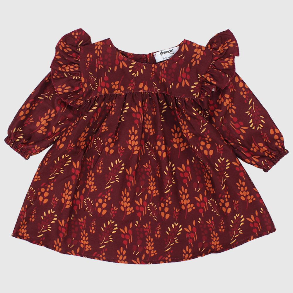 Long-Sleeved Ruffled Shoulders Dress - Ourkids - Playmore