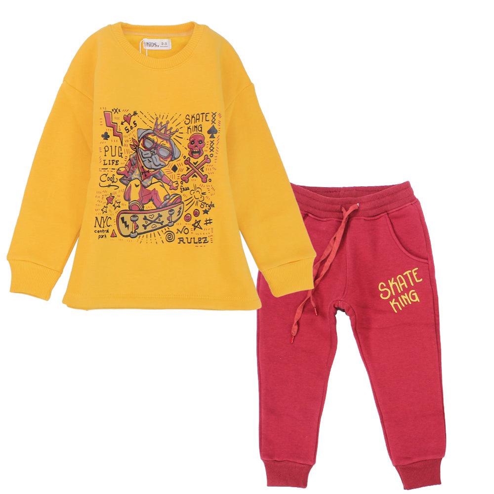 Long-Sleeved Skate King Fleeced Pajama - Ourkids - Ourkids