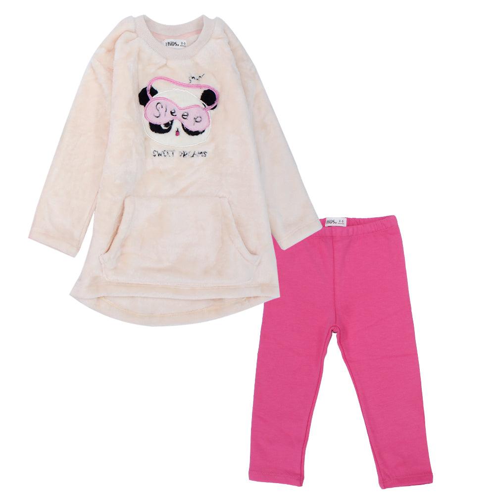 Long-Sleeved Sleepy Panda Velvet Pajama - Ourkids - Ourkids