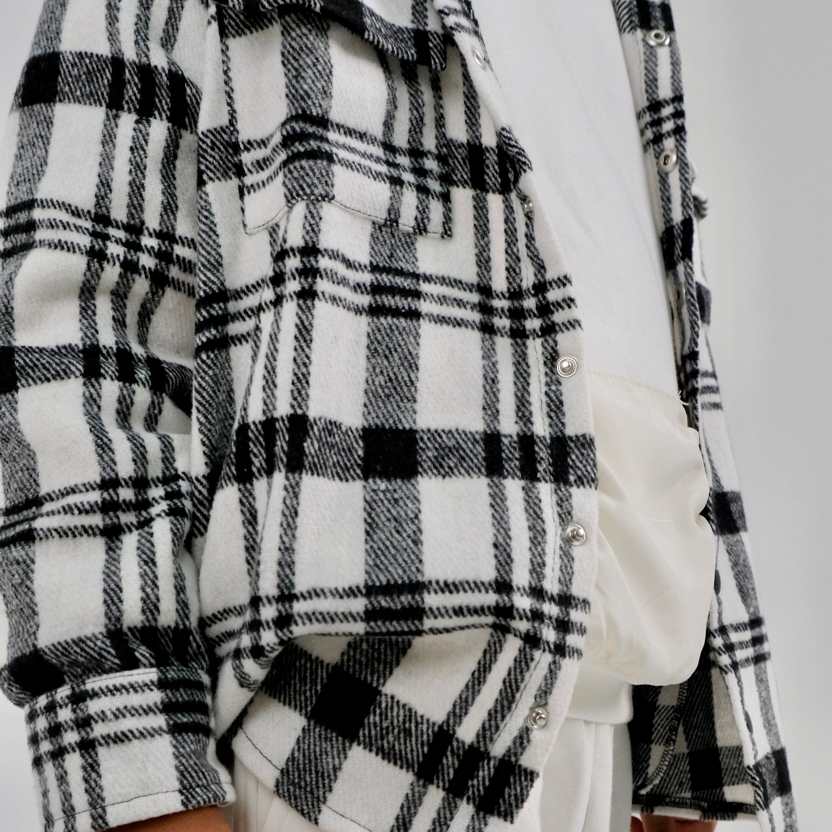 Long-Sleeved White Checkered Shirt - Ourkids - Playmore