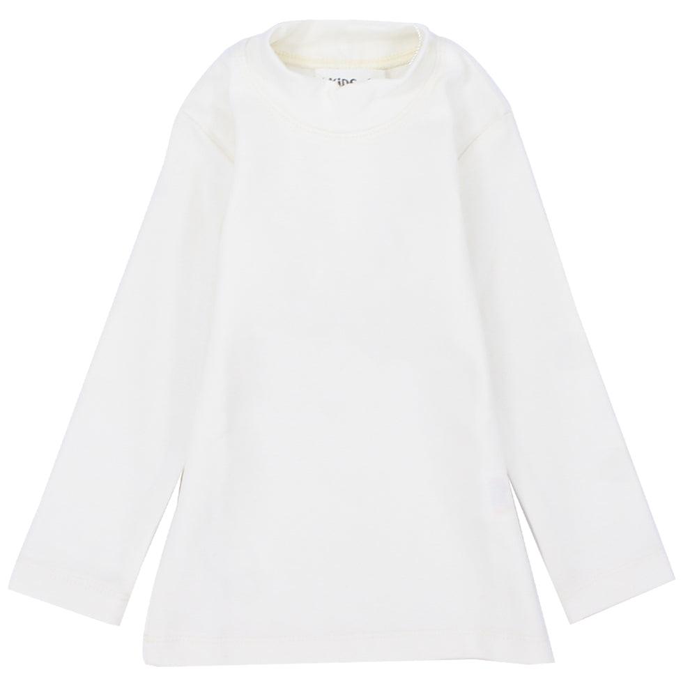 Long-Sleeved White Half-Collar T-Shirt - Ourkids - Ourkids