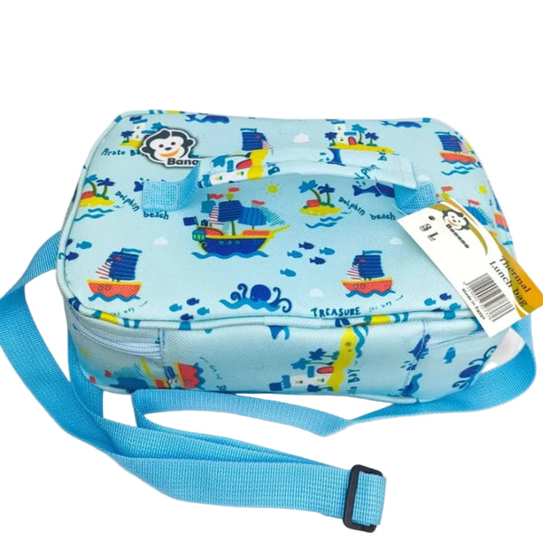 Banana Lunch Bag – Aqua with Boats Design