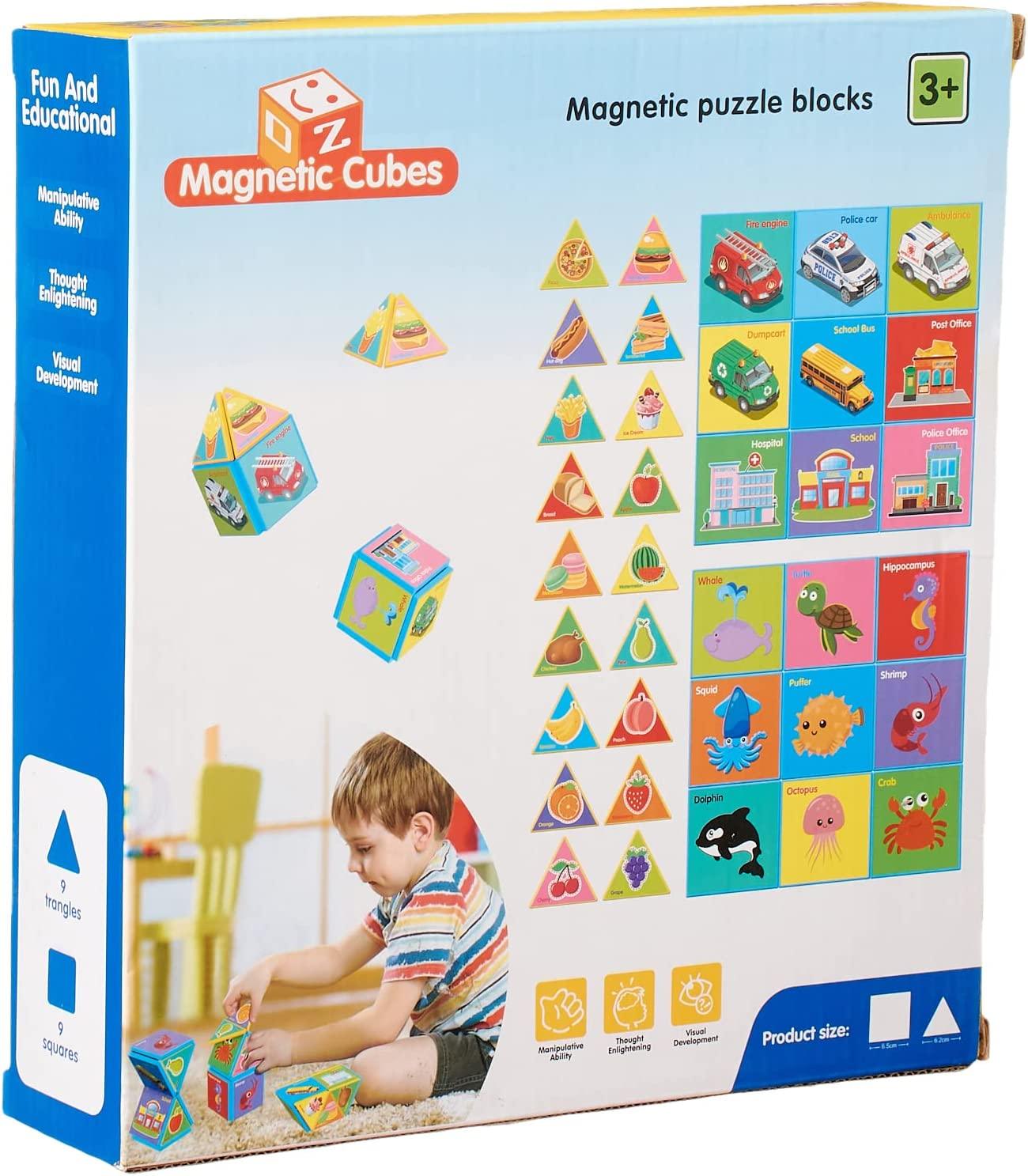 Magnetic Puzzle Blocks Toy for Kids - 18 Pieces - Ourkids - OKO