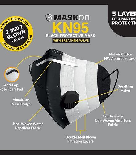 Maskon Adults KN95 Premium - Black (10 Pack) - Ourkids - MaskOn