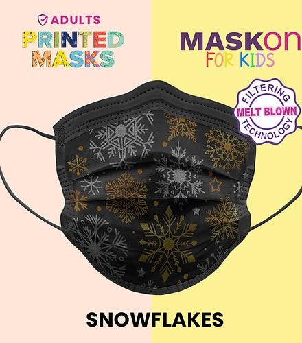 Maskon Adults Printed Snowflakes Pattern 10 Pieces - Ourkids - MaskOn