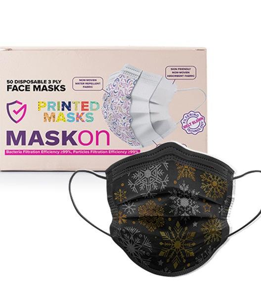 Maskon Adults Printed Snowflakes Pattern 50 Pieces - Ourkids - MaskOn