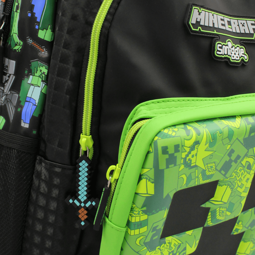 Minecraft Black/Green 17 Inches Backpack - Ourkids - Smiggle