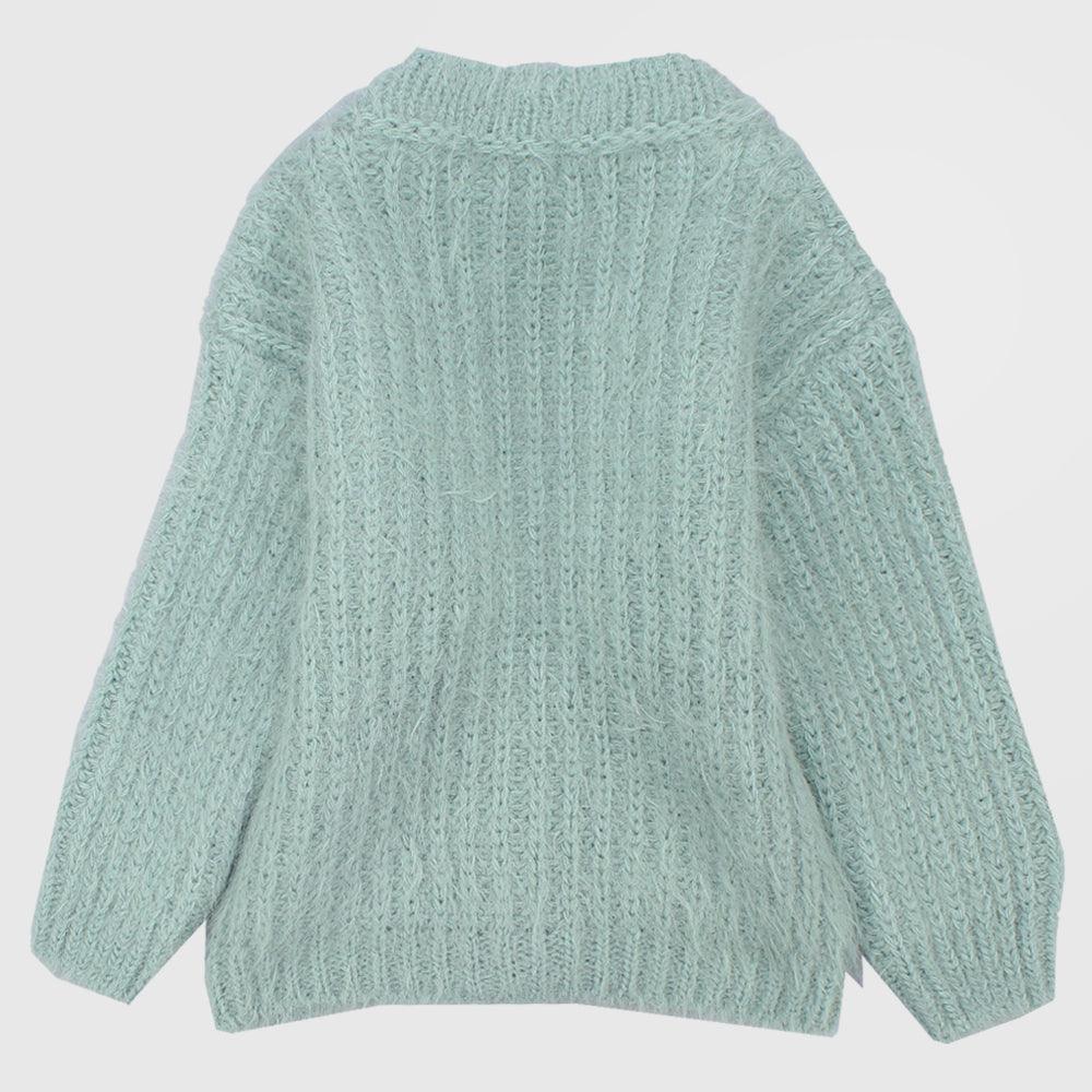 Mint Green Long-Sleeved Knit Jacket - Ourkids - Playmore